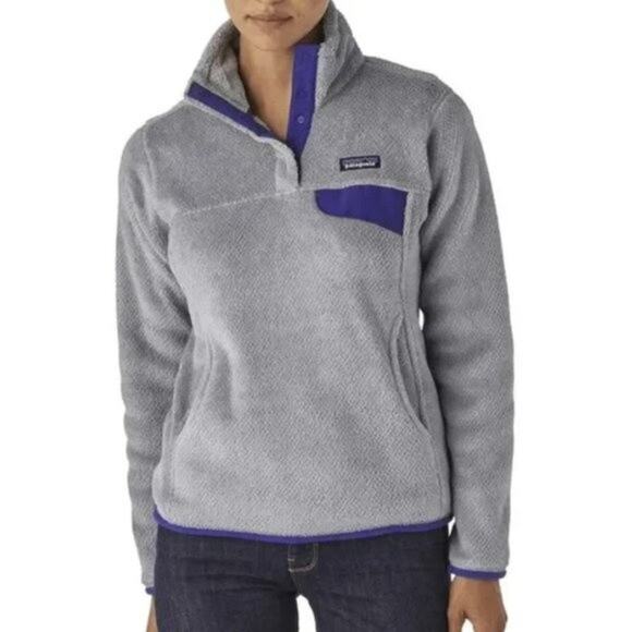 Patagonia Retool Snap T Gray Sherpa Fleece Hiking Outdoor Cozy Warm Size Small - Picture 1 of 8